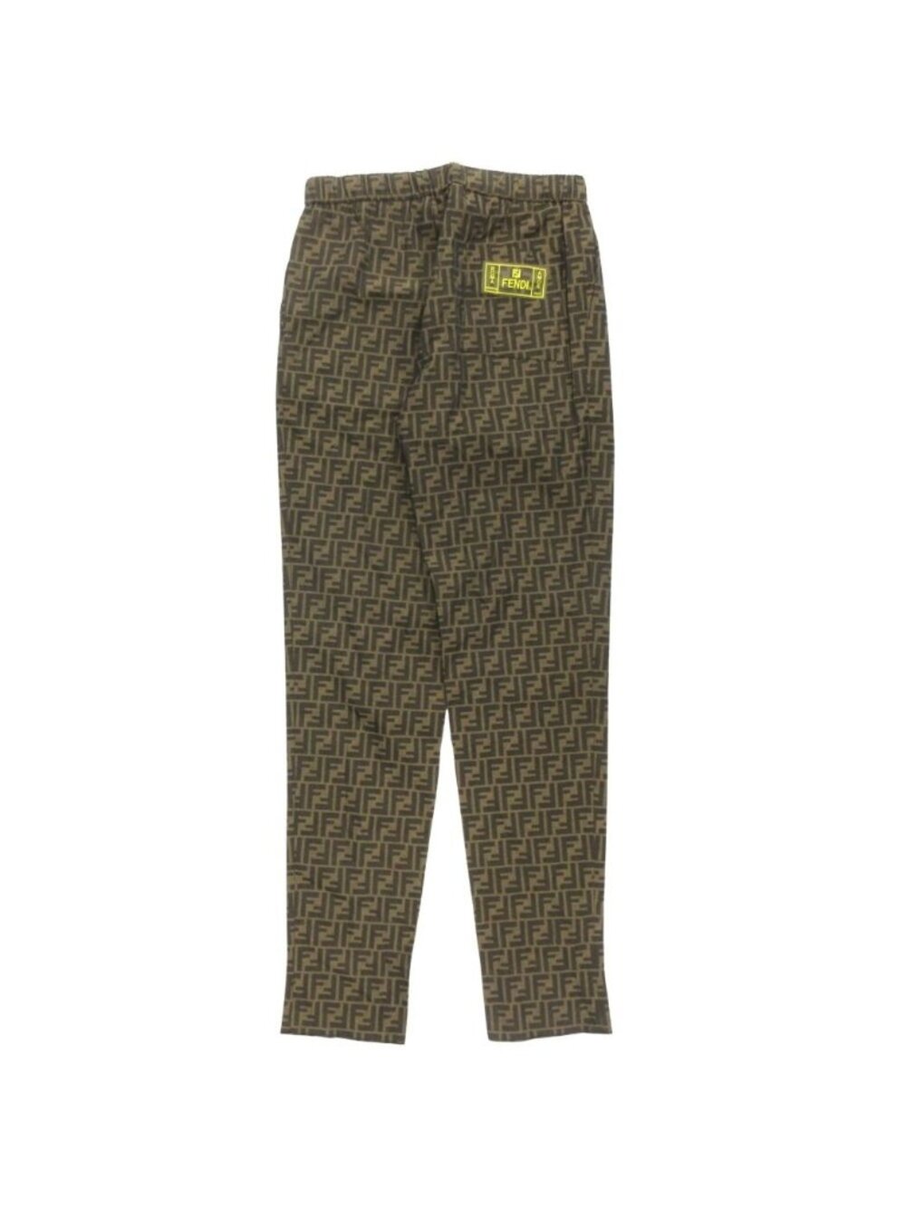 Fendi Zucca Pattern Monogram Pants Tapered FF Logo Allover 50 Brown